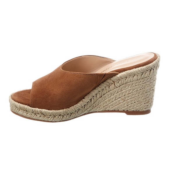 NEW IN BOX STUART WEITZMAN WONDA SUEDE WEDGE SANDAL TAN 10